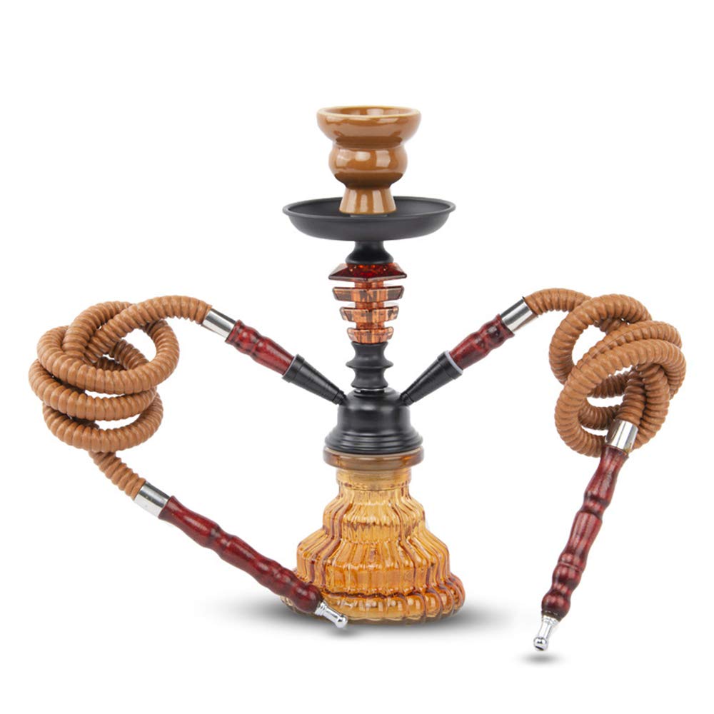 Juego para Fumar Hookah Pipe Shisha con 2 Mangueras Y un Cuenco de Cerámica, Kit de Shisha de Lujo, Jarrón de Agua de Vidrio, Juego de Shisha, Kit de Inicio de Cachimba