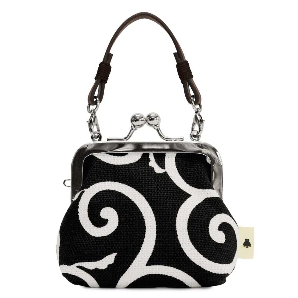 Amazon | [AYANOKOJI] 革 ヒモ 付き 手提げ がま口 財布 小 帆布