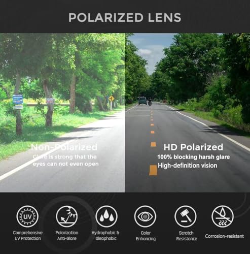 CARFIA Polarized Men's Sunglasses with Leather Case, Lightweight TR90 Sun Glasses UV Protection for Fishing Driving Cycling4