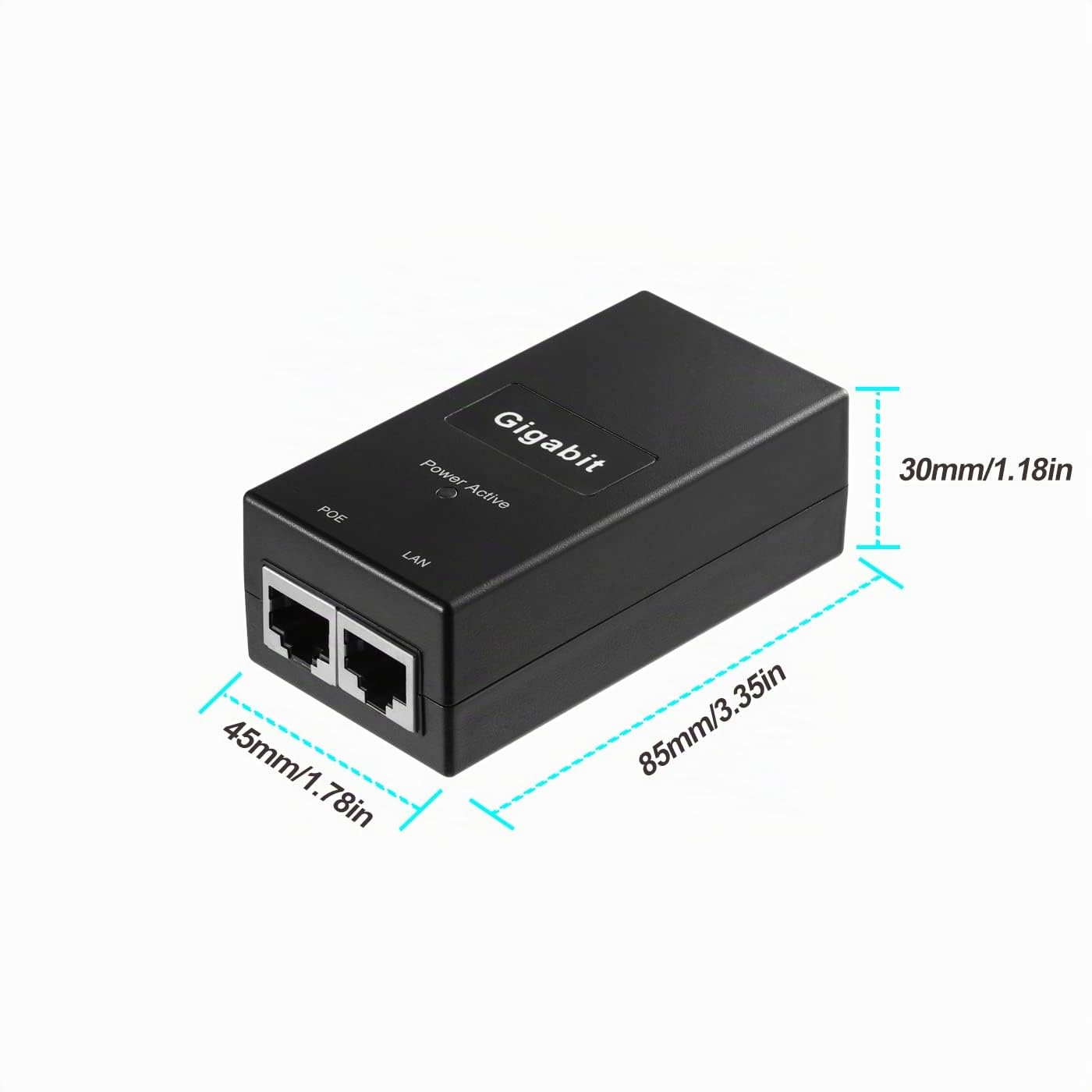 Adaptateur D'injecteur Gigabit PoE, Norme IEEE 802.3af/at PoE+, Puissance Sortie 48V 0.5 A, Vitesse Gigabit 10/100/1000 Mbps, pour Caméra IP/AP/PTZ/téléphone vidéo, Plug and Play (D05A-G)
