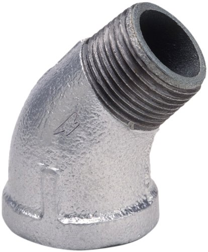 Anvil 8700128658, Malleable Iron Pipe Fitting, 45 Degree Street Elbow, 1-1/4" NPT Male x NPT Female, Galvanized Finish