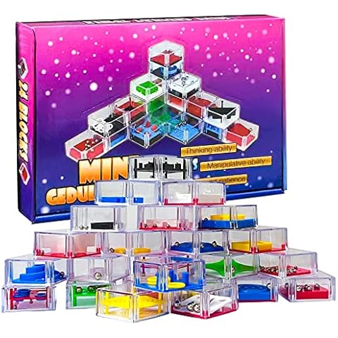 24 Stück Geduldsspiele Mini Denkspiel Lernspielzeug, Geduldsspiel Kinder Geschicklichkeitsspiel, Mini Denkspiel Knobelspiel, Geduld Spiel Mitgebsel, Geschicklichkeitsspiel für Kinder Erwachsene Cover