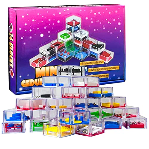 24 pièces de Jeux de Patience Mini Jeu de réflexion Jouet éducatif, Jeu de Patience Enfant Jeu d'adresse, Mini Jeu de réflexion Casse-tête, Jeu de Patience Cadeau, Jeu d'adresse pour Enfants Adultes Cover