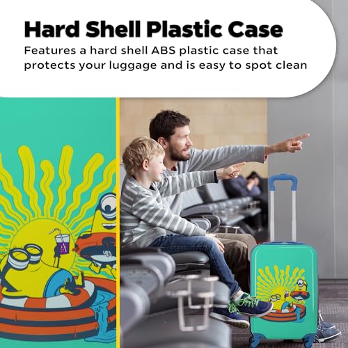 FUL Unisex Kid's Minions 21 Inch Carry On Luggage, Hardshell Rolling Suitcase with Spinner Wheels, Teal3