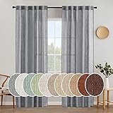 MIULEE Grey Linen Curtains 84 Inch Length for Bedroom Living Room, Soft Thick Linen Textured Window Drapes Gray Semi Sheer Light Filtering Back Tab Rod Pocket Burlap Look Decor, 2 Panels