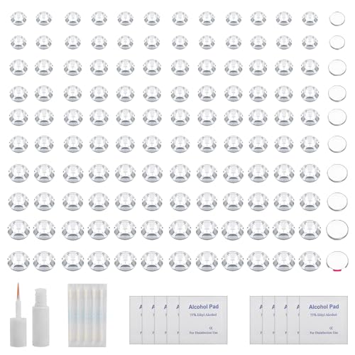 ZS 500Pcs Fake Nose Stud, Non-Piercing Eyebrow Nose Lip Ear Ring Fake Skin Piercing Jewelry, Faux Nose Studs Face Gems Stick on Face Jewels Eye Jewels with Eyelash Glue