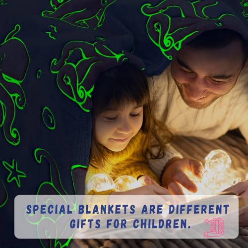 Image of Octopus Twin Blanket for Couch Bed, Large Soft Warm Ocean Blanket for Adults Kids, Blue Sea Animal Twin Size Fleece Throw for Bedroom Home Decor 60 inchx80 inch