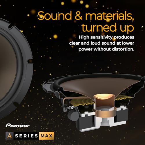 Image of PIONEER A-Series MAX TS-A653CH 6.5 inch 2-Way Speakers (Pair) - 370W Max, Crisp Highs + Clear Vocals, Enhanced Bass, Ideal Factory Upgrade, Installation Adaptors Included