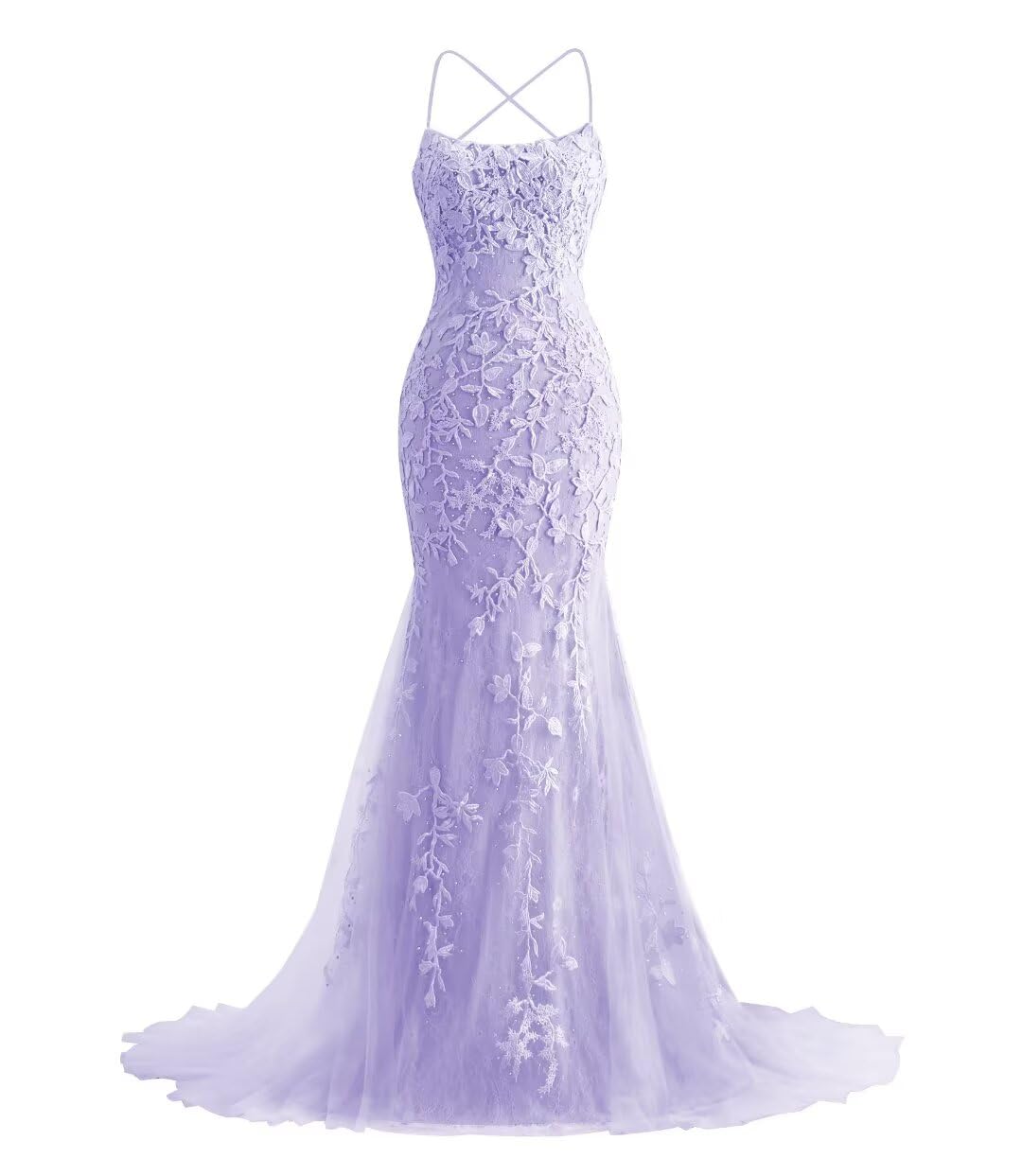 Mermaid Prom Dresses 2025 Spaghetti Straps Evening Gowns Lace Applique Floral Formal Dresses for Women