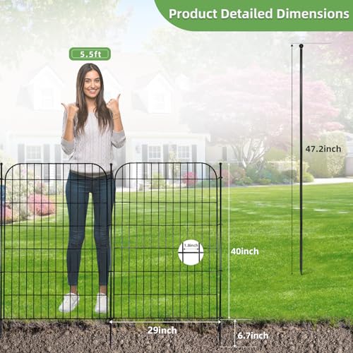 Decorative Garden Fence, 10 Panels 40 in(H) X 23.6 ft(L) Rustproof Metal Wire No Dig Dog Fence Outdoor for Yard, Temporary Tall Garden Fence Animal Barrier Decor for Yard & Patio