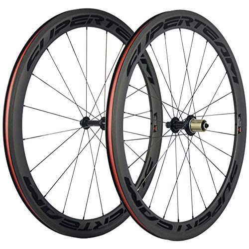 Superteam 50mm Clincher Wheelset 700c 23mm Width Cycling Racing Road Carbon Wheel Decal (Glossy Black Decal)