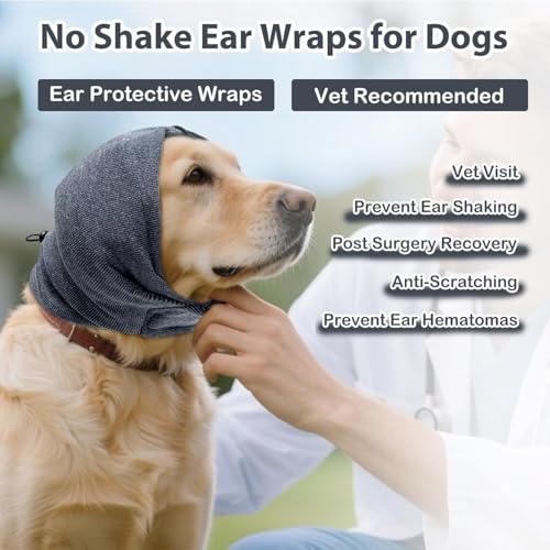 Image of Dog Calm Hoodie, No Shake Ear Wraps for Dogs, Quiet Dog Ear Cover Noise Protection, Pet Ear Muffs Dog Ear Protector Head Wrap Cover for Anxiety Relief, Hematoma, Grooming, Firework, Thunderstorms,M