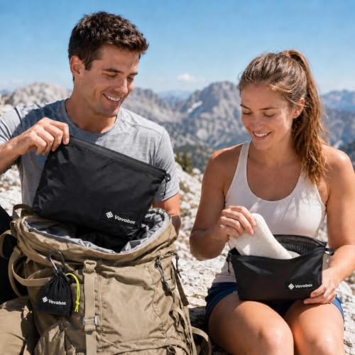 Image of Vavabox Lightweight Travel Toiletry Bag for Women, Water-Resistant Nylon Zipper Travel Pouch, Travel Essentials for Men Camping Gym (Black, 3pcs)