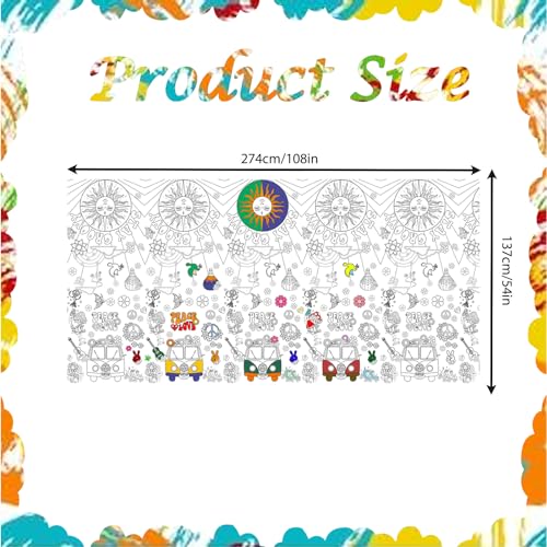 Coloring Tablecloth for Kids,137*274cm Giant Colouring Table Cloth,Paper Tablecloths Hippy Rectangular Table Cover for Parties,Art Coloring Educational Tablecloth Party Supplies for Boys Girls - Image 2