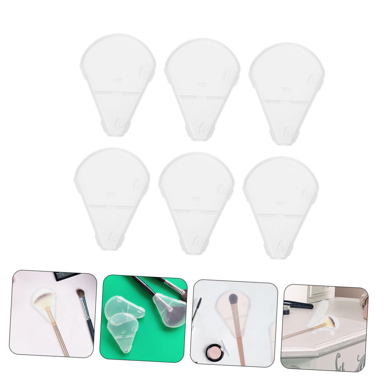 Beatifufu 6pcs Makeup Brush Cover Set Plastic Highlight Brush Protector Cloche Guard Reusable Lightweight