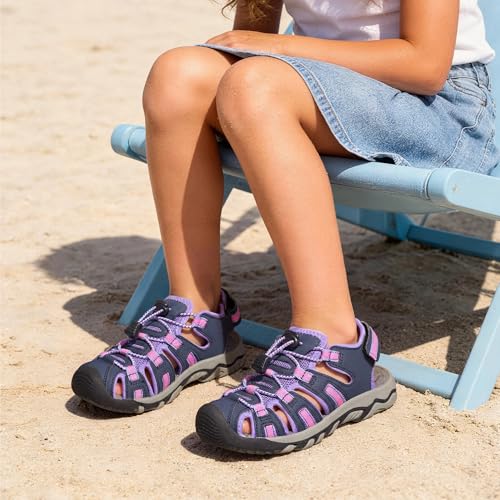 Image of DREAM PAIRS Boys Girls Summer Outdoor Athletic Sport Sandals Walking Water Hiking Hook and Loop Adjustable Multicolor for Toddler /Little /Big Kids
