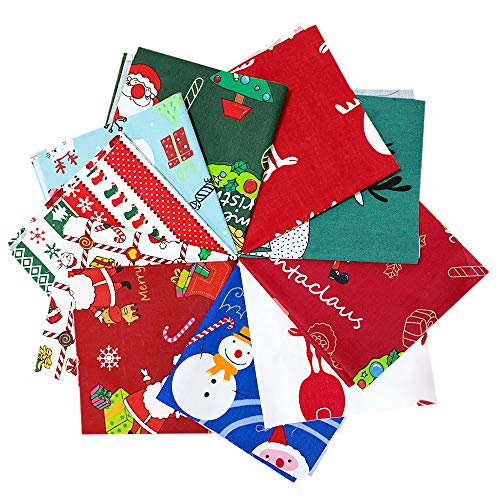 SALPPLEA 10 Pack Baumwollstoff Weihnachten Stoffpakete Patchwork Stoffe Baumwolle,Stoffe zum Nähen, Patchwork Stoffpaket zum Quilten DIY Basteln Handwerken (25 x 25 cm) Cover