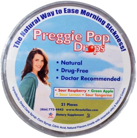 Three Lollies Preggie Pop Drops Sour Raspberry Sour Apple Sour Lemon Sour Tan...