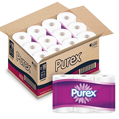 Purex Toilet Paper, Hypoallergenic and Septic Safe, 4 Packs of 6 Triple Rolls = 72 Single Rolls