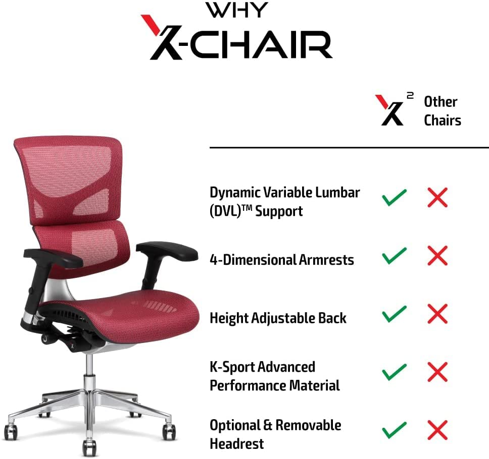 XChair X2 Management Chair, Black KSport Mesh with Wide Seat