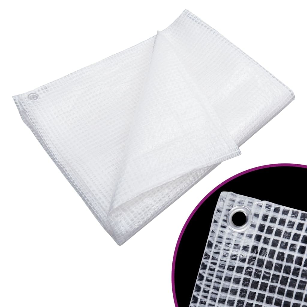 Leno, telone di copertura, 140 g/m², bianco, 6 x 10 m, con occhielli in alluminio, resistente agli strappi, resistente alle intemperie, ai raggi UV, rinforzato, per giardino, costruzione