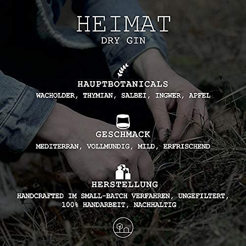HEIMAT Dry Gin Miniatur (1x 50ml) zum Probieren mit 18 Botanicals wie Salbei, Thymian, Apfel, Lavendel, Ingwer aus der Heimat Destille, kleine Flasche Probiergröße Geschenk – Bild 5