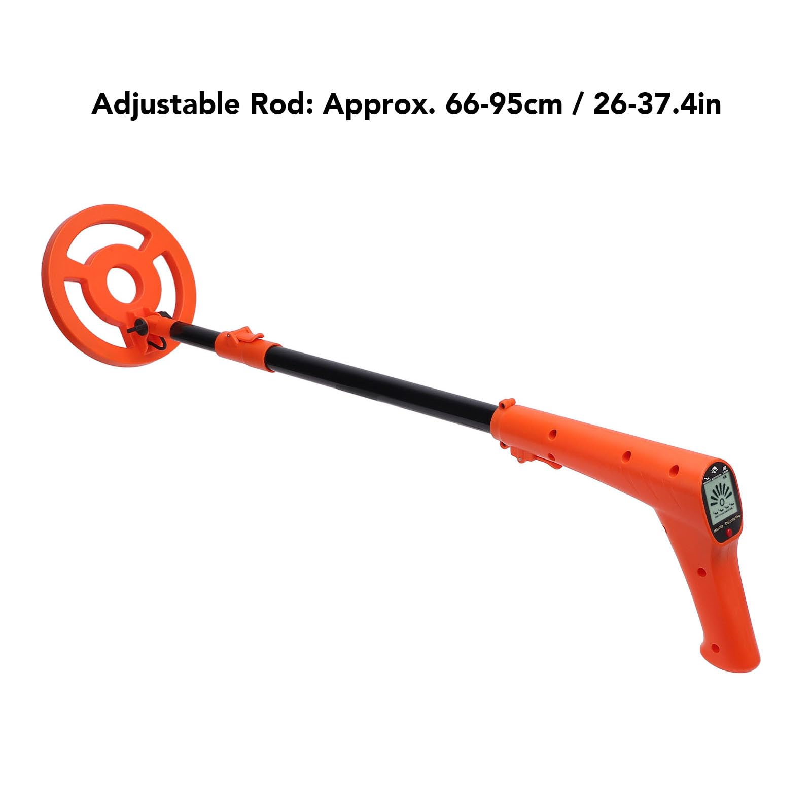 Detector de Metales de Mano Bobina de búsqueda de 6 Pulgadas Pantalla LCD Probador de Metales retráctil con Aviso de luz y Sonido