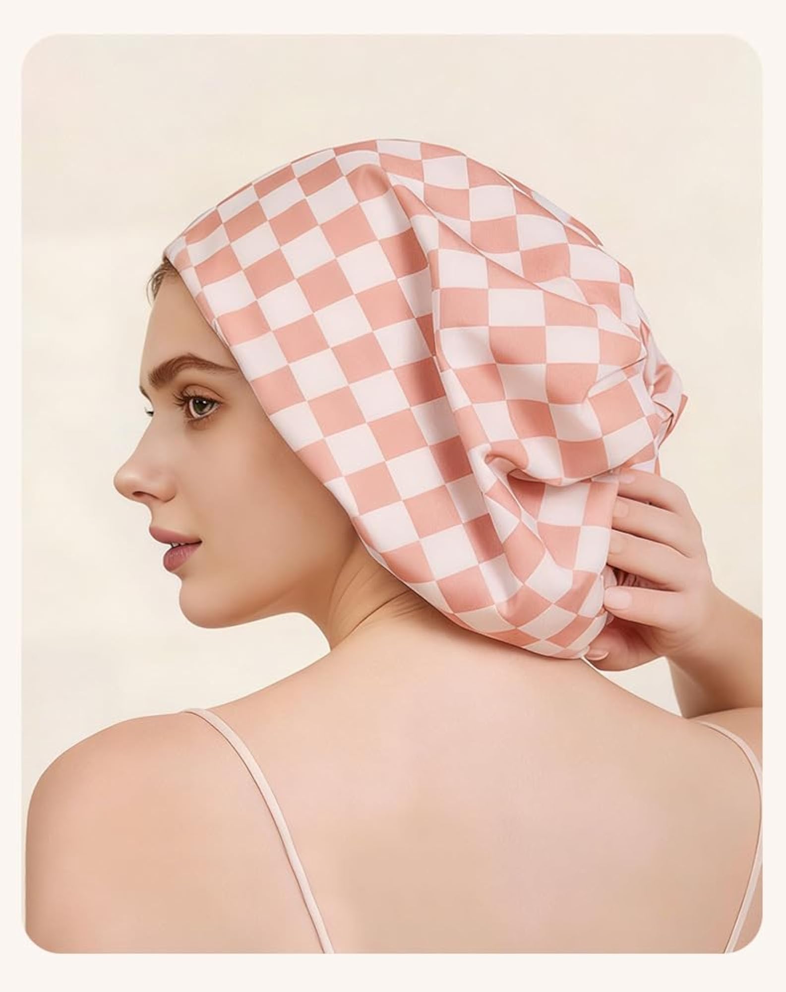 Satin-Lined Flexi Shower Cap for Women