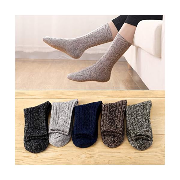 Jeasona Womens Wool Socks Thick Warm Winter Vintage Knit Thermal Gifts (Multicolored Dark) - Image 3
