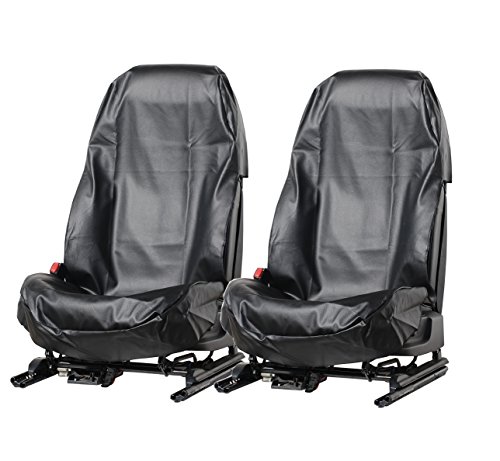 LP24 A077 2 Stück Sitzschoner Werkstattschoner Sitzbezug aus robustem Kunstleder Schwarz Schonbezug wasserdicht pflegeleicht für Sitze mit und ohne Airbag Seitenairbag