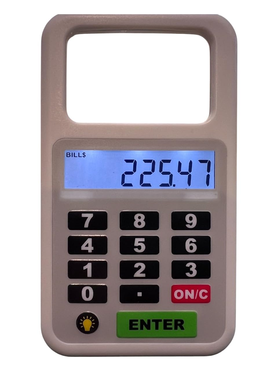 Handheld Magnifying Glass with Light for Reading Small Print, with Built in Calculating Device to Figure Tip & Split Bill in Seconds