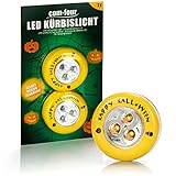 com-four® 2x LED-Licht für Halloween - Blinkende Kürbis LED Lichter für ausgehölte und geschnitzte Kürbisse - Kürbis-Lampe für Halloween (Set LED - 2x gelb)
