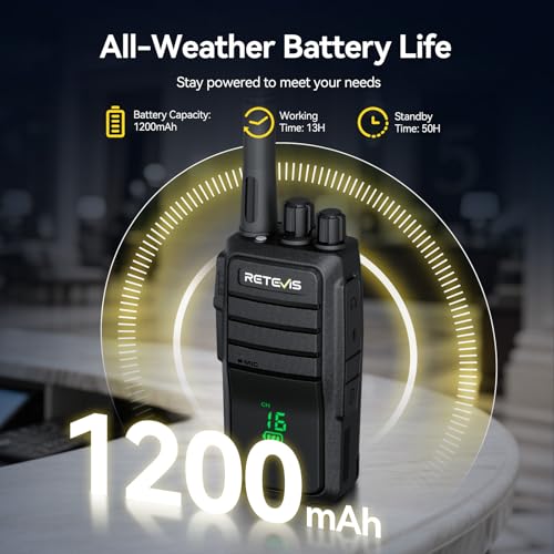 Image of Retevis RT21H 2 Way Radio Long Range, Walkie Talkies for Adults, Hidden Display, Heavy Duty Rechargeable Two Way Radios with Six-Way Charger, for Manufacturing Education Security(6 Pack)