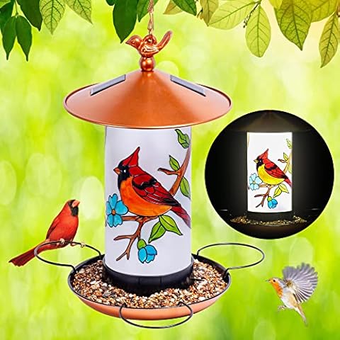2022 Newest Solar Wild Bird Feeder Hanging for Garden Yard Outside Decoration, Waterproof Lantern Design Feeder for Birds, Solar Bird Feeder as Gift Ideas for Bird Lovers Cover
