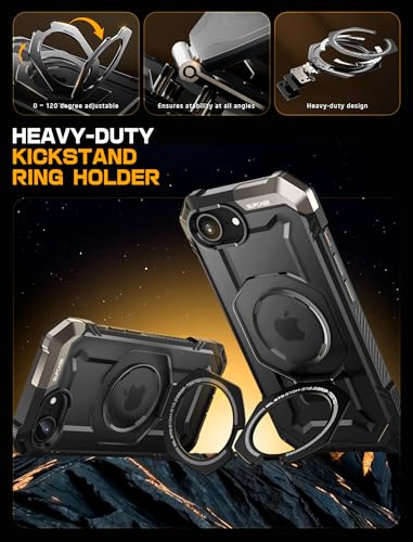Image of SUPCASE for iPhone 16e Case with Stand (Unicorn Beetle Grip), [Compatible with MagSafe] [Military-Grade Drop Protection] Heavy Duty Rugged Shockproof Magnetic Phone Case for iPhone 16e 6.1 inch, Black