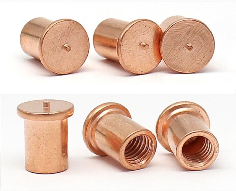 M5*6/7/8/10/12/15/20/25/30 Steel with Copper Welding Joints Stepped Needle Fixed Weld Nuts (100pcs)(M 5 X 15)