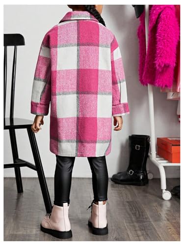 Floerns Girl's Plaid Print Long Sleeve Button Front Shirts Jacket Shacket Coat2