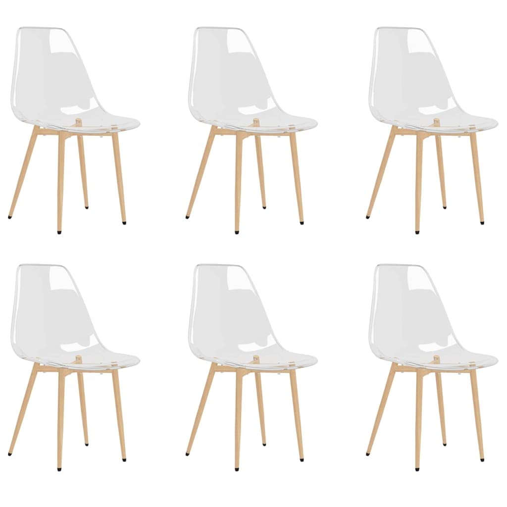 vidaXL Lot de 6 Chaises à Manger, Sièges à Dîner, Chaises de Repas, Meubles de de Salle à Manger Cuisine Maison Intérieur, Transparent Pet