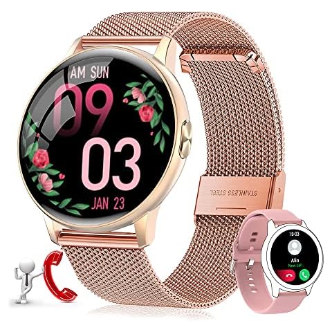 LEMFO Reloj Inteligente Mujer con Llamadas Bluetooth, Monitor de Sueño, Oxímetro, Control de Musica Cover