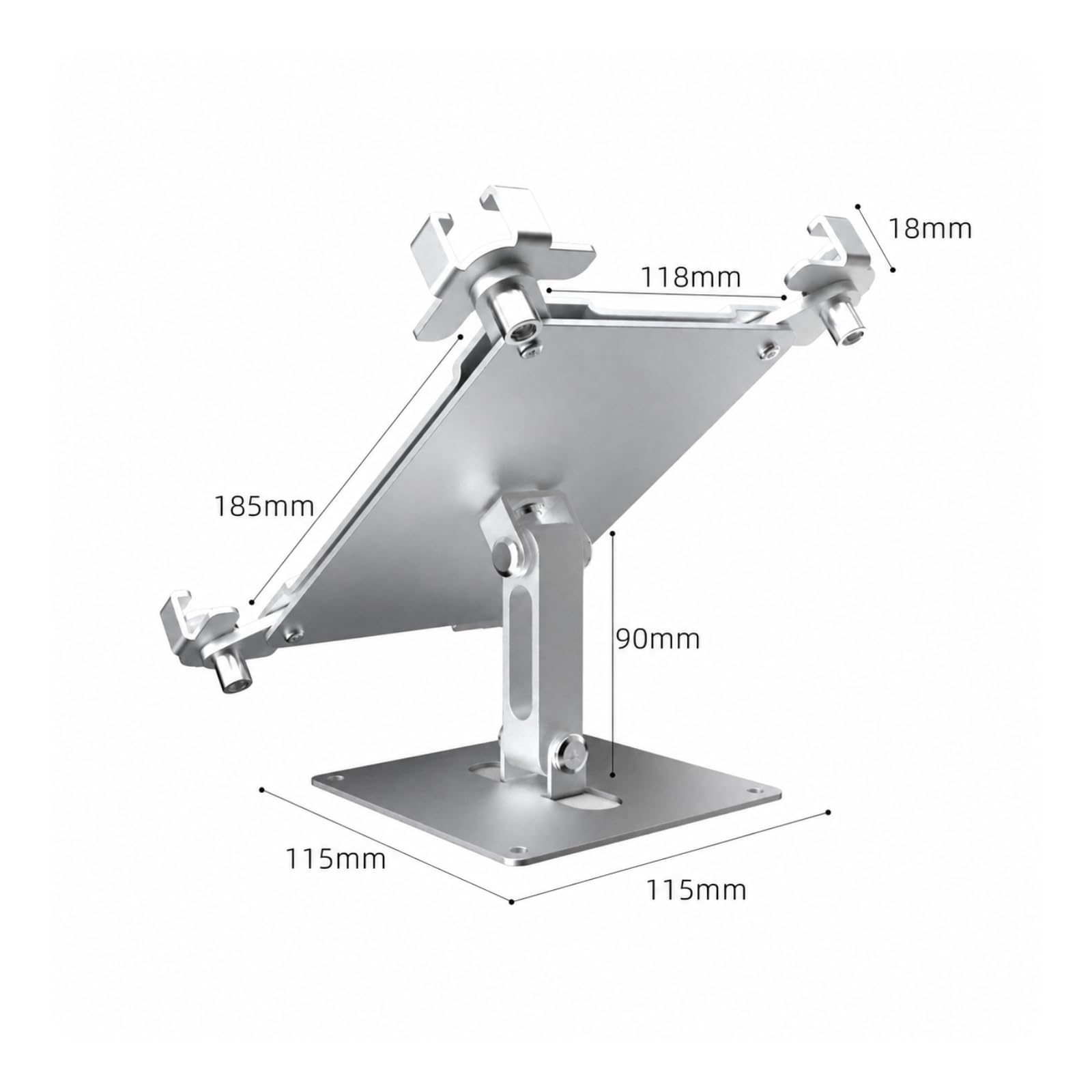 Soporte Tableta con Llave Ajustable Giratorio para Comercios, Oficina, Cocina, Plata, 13 Pulgadas