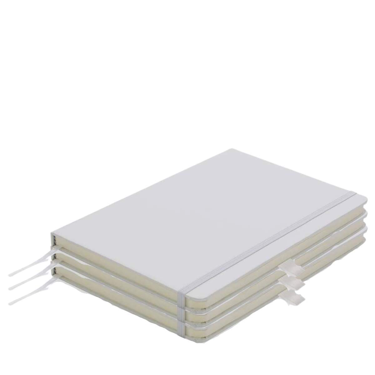 Santhome Classic A5 Hardcover Ruled Notebook/Diary - 192 Pages Durable Professional Journals with Elastic Band & Expandable Inner Pocket – Ideal for Office, School & Personal Use, White(Pack of 3)