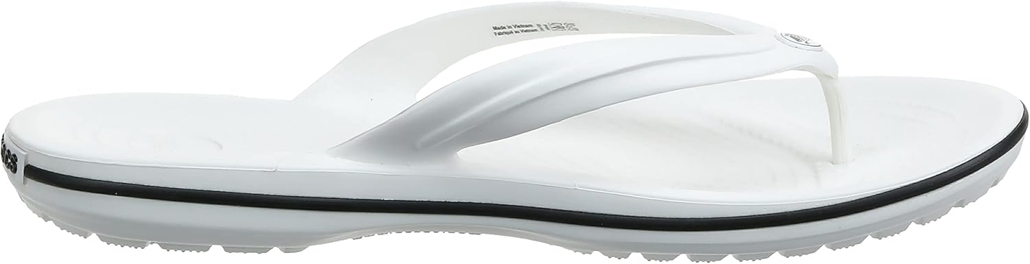 Crocs unisex-adult Crocband Flip Flop | Slip-on Sandals | Shower Shoes 8 Women/6 Men White