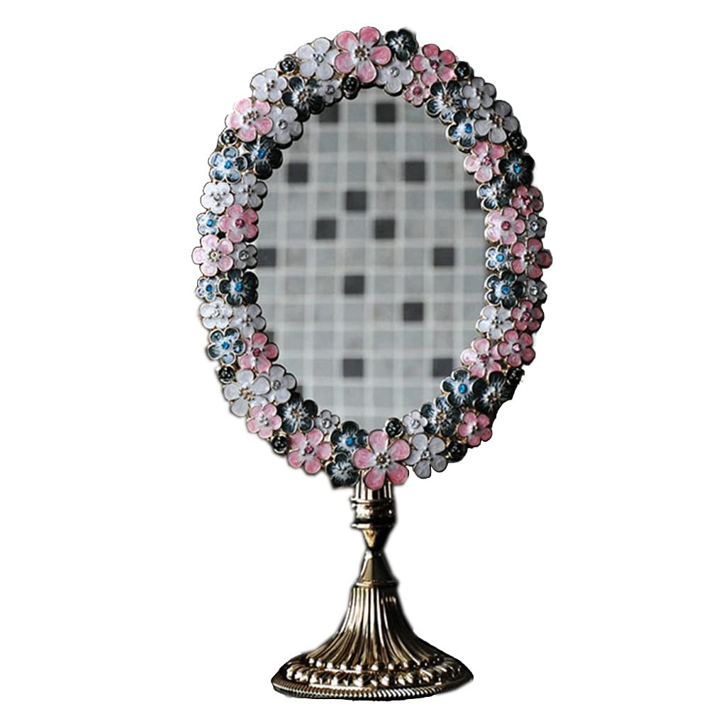 Miroir de bureau simple face rétro en métal pour maquillage et dressage