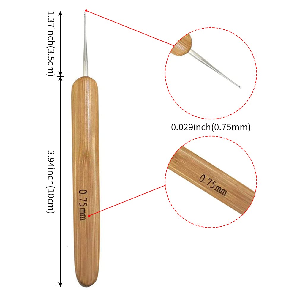 Agujas Ganchillo Dreadlock Crochet Hook Tool Juego De Ganchos De Ganchillo Dreadlock, Gancho De Ganchillo Con Mango De Bambú, Tecnología De Tejer Agujas De Ganchillo