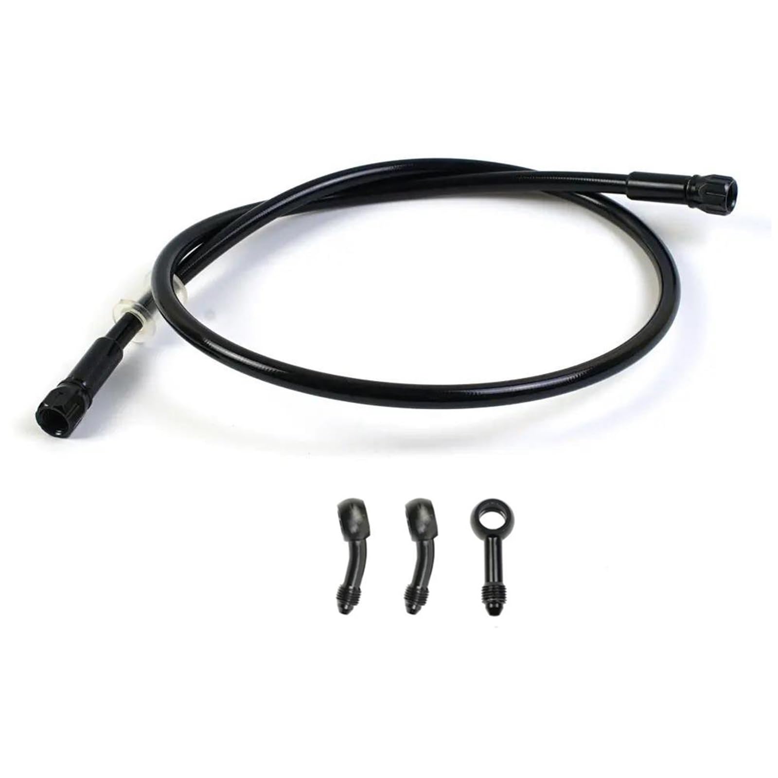 Shqxd Black- Silver Hydraulic Brake Hose An3 Motorcycle Atv Pit Dirt Street Racing Bike Motocross Motorbike Brake Hose Stainless Steel Braided Line With 360° Rotatable Banjo(600Mm)