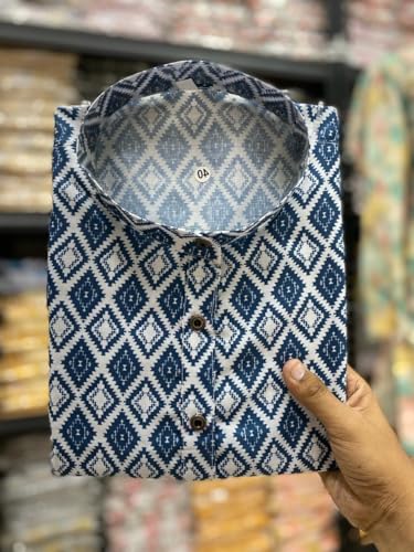 Image of FOXDX Men's Traditional Cotton Floral Printed Only Kurta