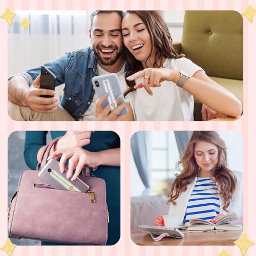 Image of Weewooday 6 Pieces Phone Grip Holder Cell Phone Grip Strap Telescopic Finger Strap Stand Universal Finger Kickstand for Most Smartphones (Pink, Green, Blue,Stripe)