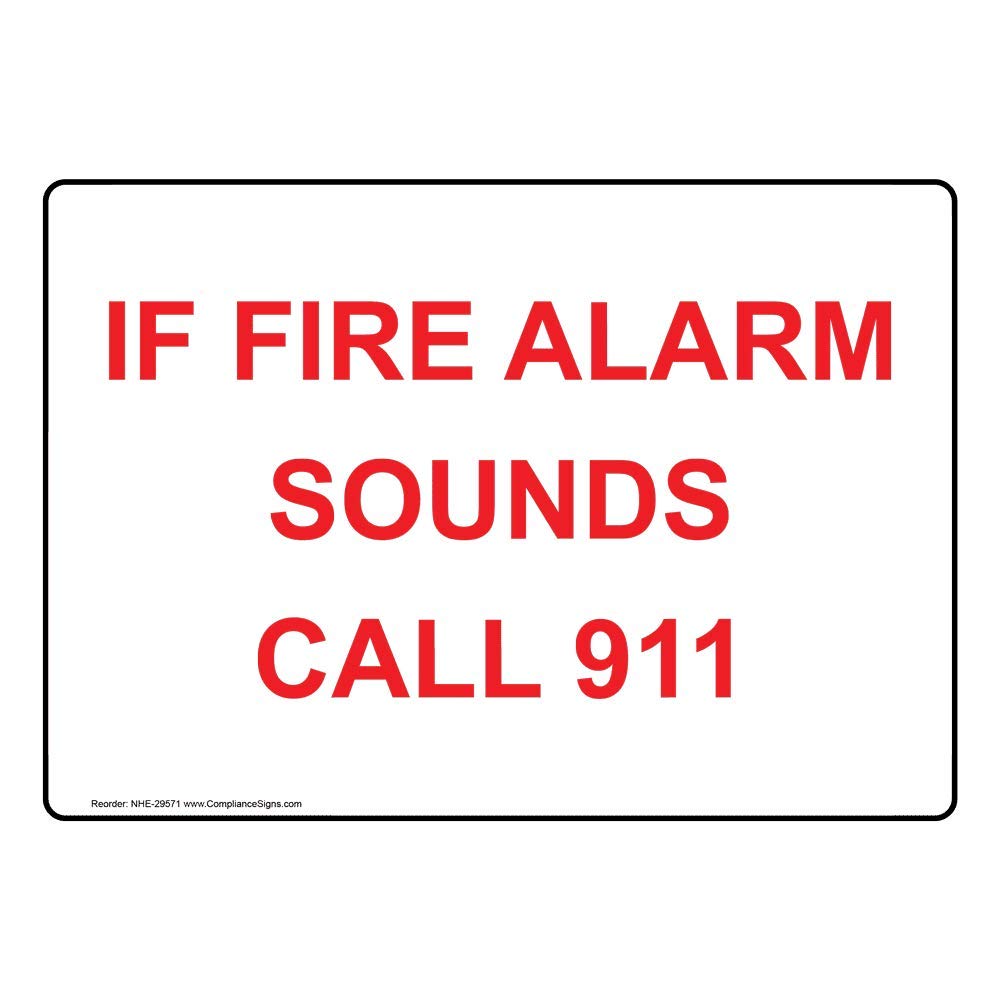 ComplianceSigns.com If Fire Alarm Sounds Call 911 Label Decal, 5x3.5 in. 4-Pack Vinyl for Emergency Response Fire Safety/Equipment