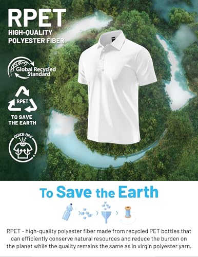 MIER Men's Quick Dry Polo Shirts Polyester Casual Collared Tennis Shirts, Moisture-Wicking, Short Sleeve2