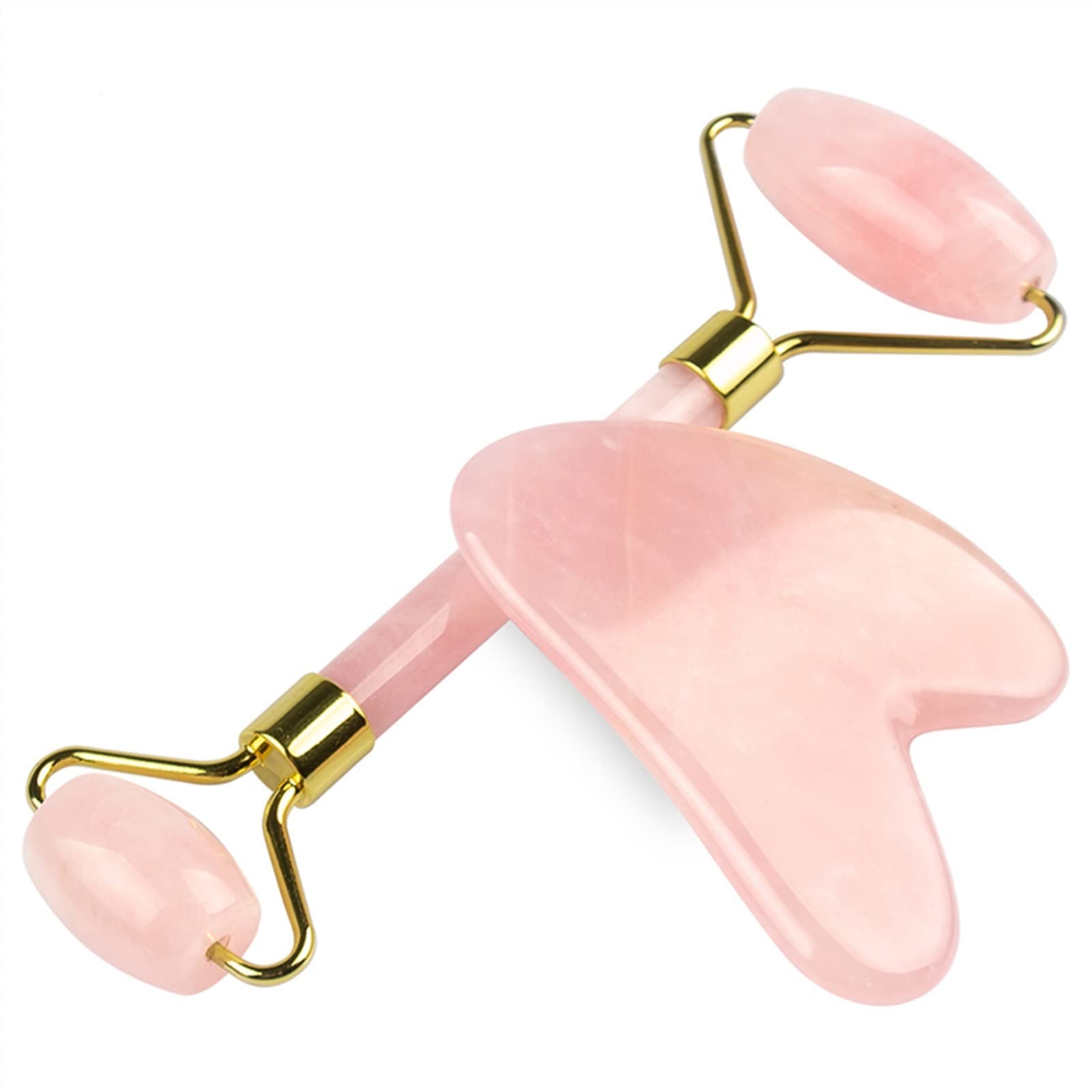 MOBYAT Juego de Rodillo de Cristal y Calabaza portátil for Masaje, Rodillo de Jade Verde, Piedra de Aventura, Accesorio de Belleza, 1 Uds. (Color : 1pc Guasha BoardPink)